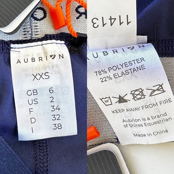 NWT Shires Aubrion Dutton Ladies Navy Riding Tights Equestrian Size XXS US 2 - Picture 5 of 13